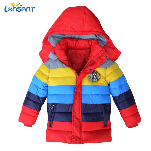

lonsant new winter baby boys jackets girls cotton snowsuit coats kids coat boys girls thick coat padded rainbow patchwok clothes, Blue;gray