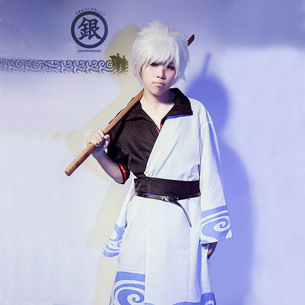 

jp anime gintama cosplay costume halloween dress adults sakata gintoki cosplay costumes for sale, Black