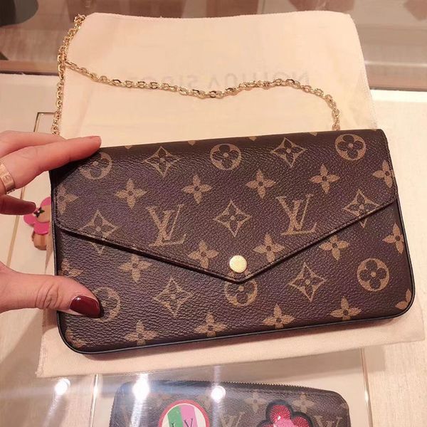

2019 new felicie leather fashion chain shoulder bag handbag presbyopic mini package messenger crossbody bag mobile card holder purse