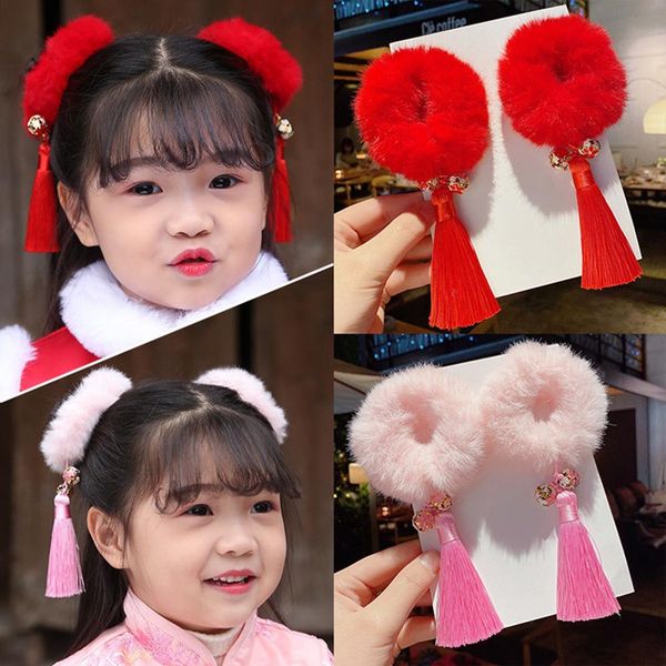 

1set=2pcs multi style girls hair clips chinese traditional princess tassels peony flower hairpins children kids hair accessories, Golden;white