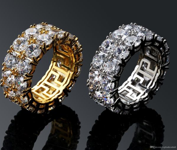 

хип-хоп кольца мужских двойных рядов крошечных колец с большим cz камень партии кольцо размером 7-11, Silver