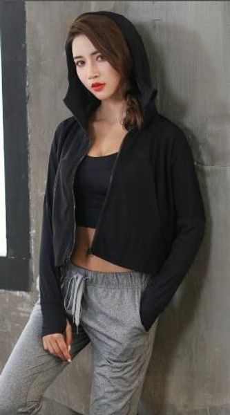 

женская luluemοn весна и осень куртка тонкая куртка ветровка белая и черная молния верхняя одежда мода повседневная толстовки для женщин, Black;brown