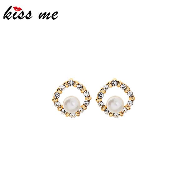 

kissme simple design white/black crystal stud earring for women handmade korean cute ethnic earring appintment date gift jewelry, Golden;silver