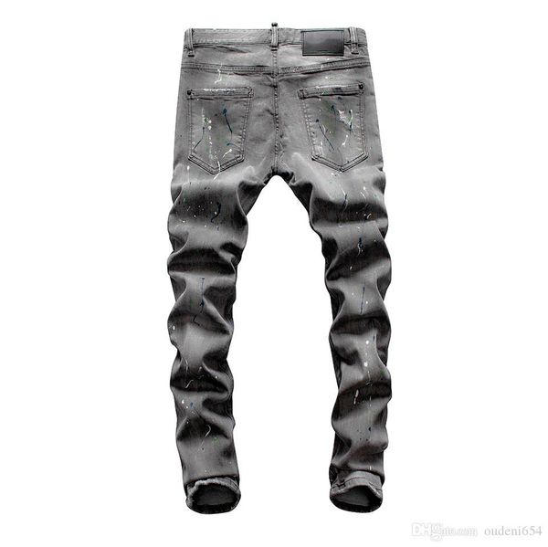 

dsquared2 men dsquared2 2019 новых топ дизайнер мужских джинсов тонкая локомотивная dsn1 вышивки брюки моды отверстие брюки дизайнера дизай, Blue