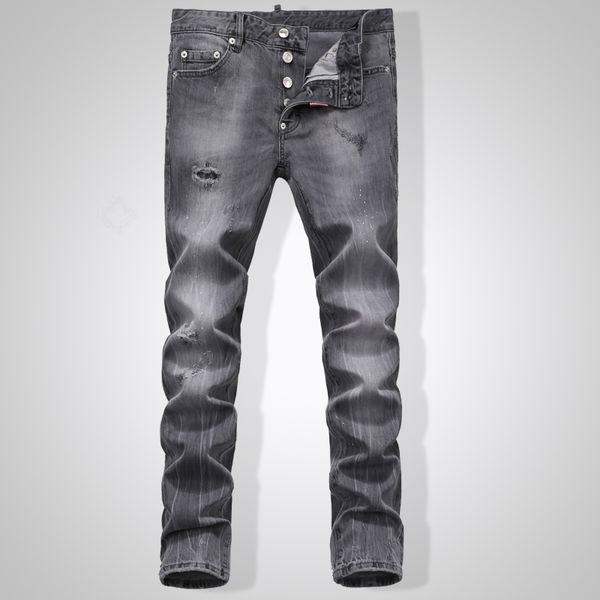 

kmo new men's jeans classic men skin-tight jeans men's anchor hole male, Blue