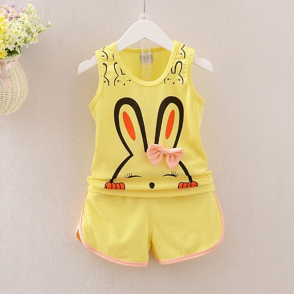 

new summer children's cute clothes suits boys girls casual vest shorts 2pcs/set toddler cartoon cotton clothing kids tracksuits, White