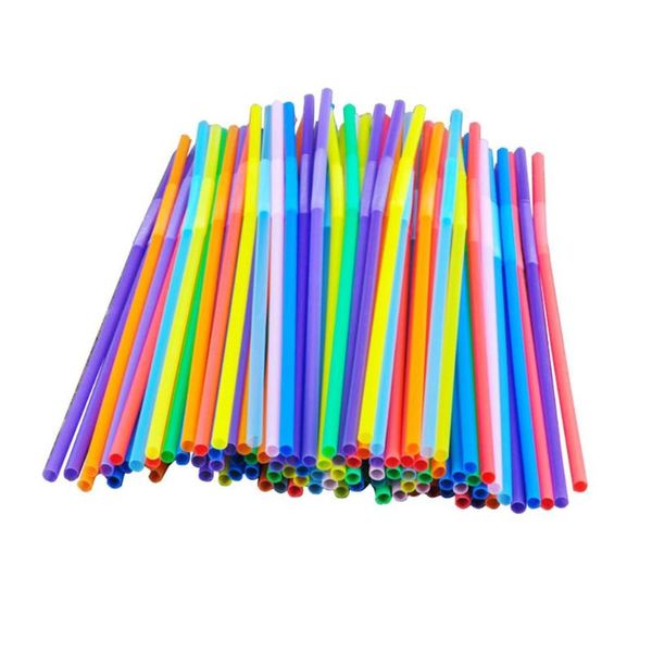 

100pcs colorful extra long disposable straw flexible plastic modeling straw party bar drink supplies cocktail plastic