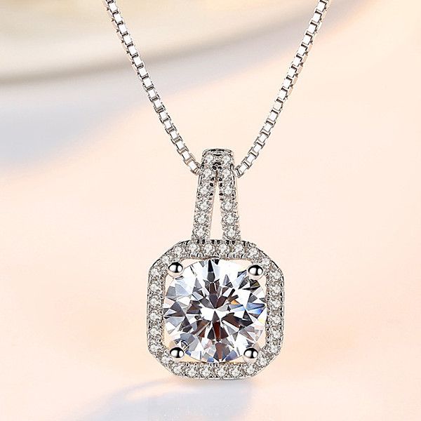 

2020 diamond diamond necklace concise woman short fund geometry clavicle chain necklaces for women unique pendant designs engagement, Silver