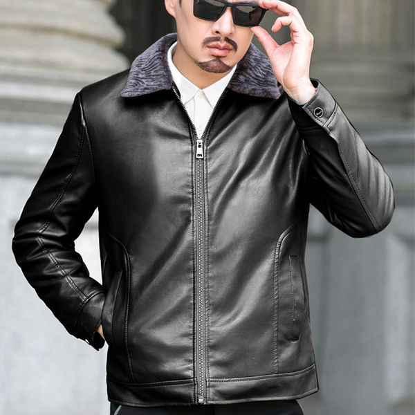 

men leather jacket winter waterproof warm faux fur coats men leather motorcycle jackets clothing slim faux black jacket zipper