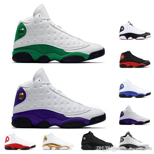 

Hot Mens basketball shoes 13 lucky green 13s COURT PURPLE black cat Bred BARONS WHEAT HYPER ROYAL mens sports sneakers trainers size 7-13