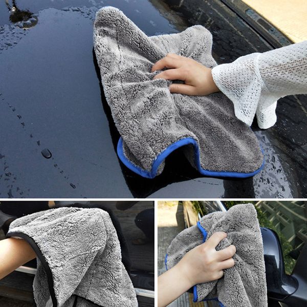

tioodre car cleaning 1000gsm microfiber cloth double layer car drying towel cleaning dusting waxing lint flexible soft