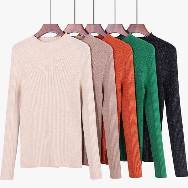 

onlysvter lurex glitter knitted sweater women autumn winter basic pullover sweater high elasticity ladies silm jumper, White;black