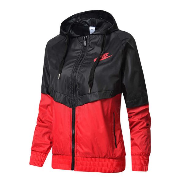 

women windbreaker designer jackets female hoodie zipper fashion hooded jackets coat outdoor sport letter plus size women's clothing, Black;brown