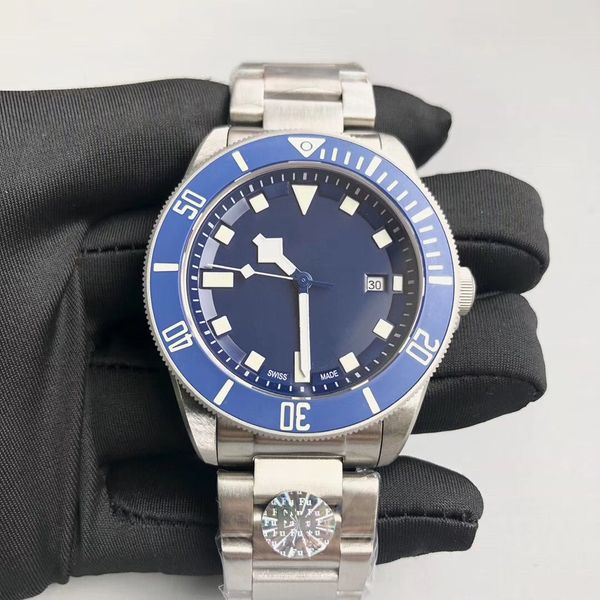 

2019 luxury super waterproof watch men's watch automatic mechanical quality folding buckle sapphire 50mm luminous new blue dive wat dfm, Slivery;brown
