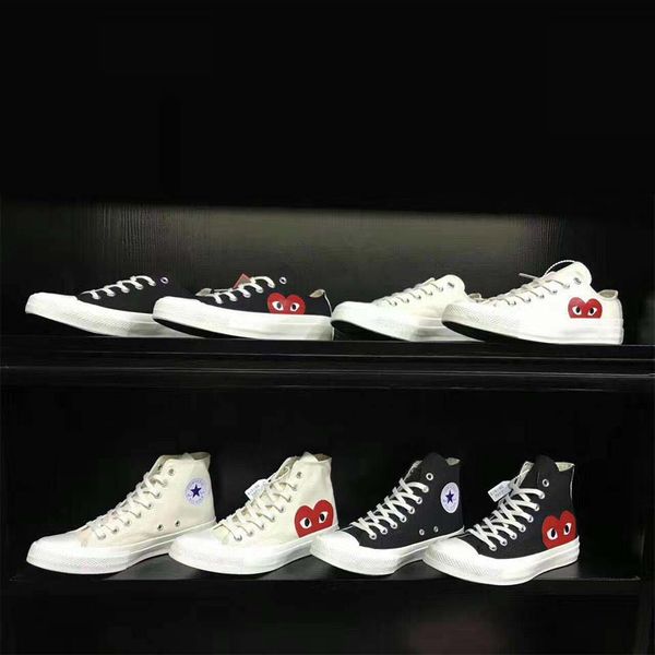 

cdg kawakubo rei commÃ¨ Ã°es garcons play x convÃ¨rse chuck all-star taylor 1970s sneakers canvas polka dot white low sport shoes 19110582, Black