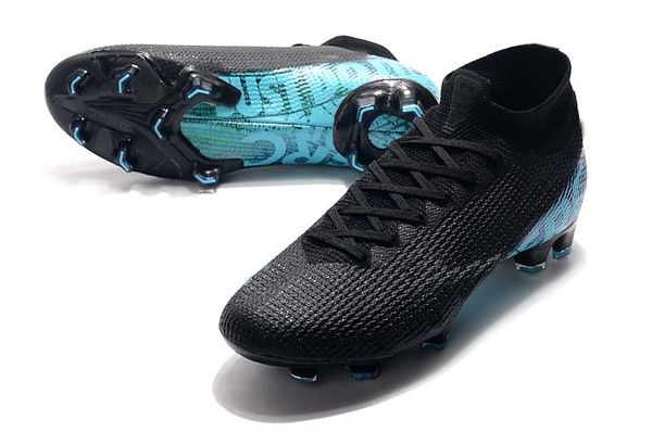 

2019 superfly 7 elite men soccer cleats cr7 fg black blue football boots fg boys soccer shoes