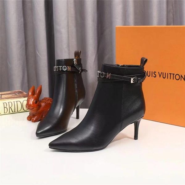

2lk french limited edition luxury women 's autumn and winter casual shoes women 's boots fashion printed fine heels, Black