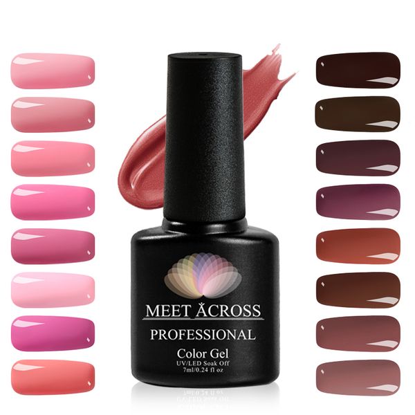 

meet across 1 bottle 7ml pink caramel color series pearl uv nail gel lacquer led lamp nail art uv gel polish soak off