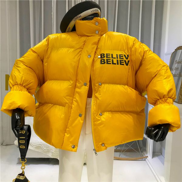 

casual womens winter coats thick new wide-waisted zipper solid womens winter fashion 2019 chaquetas mujer invierno yellow blue, Black