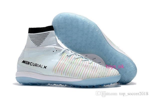 

лучшие 100% оригинальные белые футбольные бутсы cr7 mercurial superfly v ic/tf indoor soccer shoes top quality cristiano ronaldo football bo