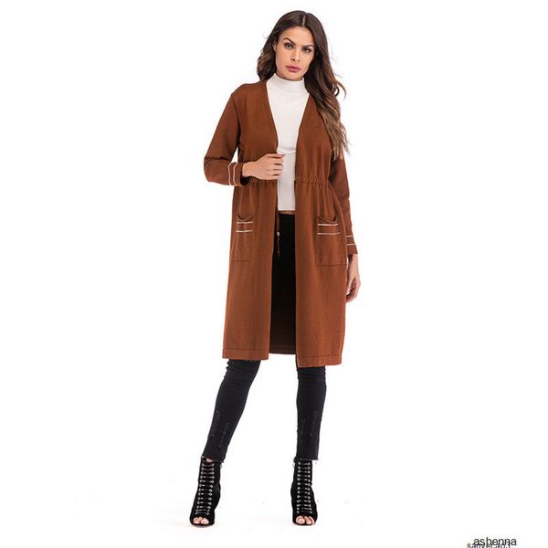 

womens designer sweater season lace-up shawl jacket slim long sweater womenae4mh, White;black