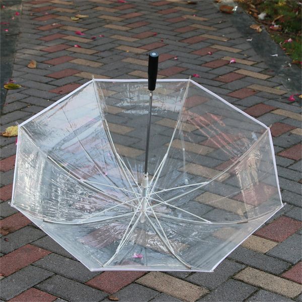 

transparent umbrella glow led bright colorful luminous clear long handle advertising umbrella adults kids umbrellas for sunshine rain e3403, Red;brown