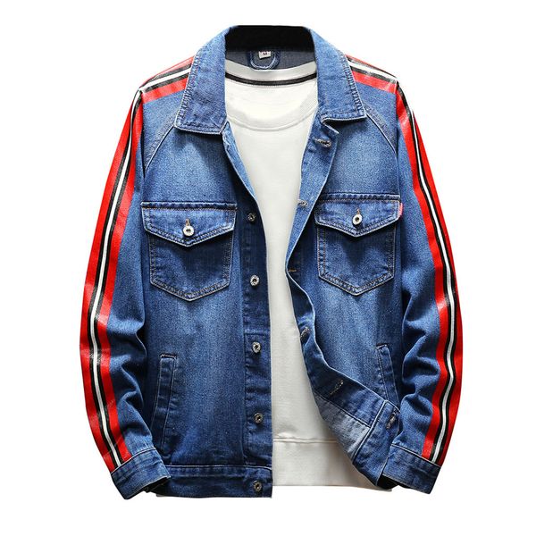 

2019 new jackets parka men autumn winter patchwork vintage wash distressed denim jacket coat casual windbreak jackets men, Black;brown