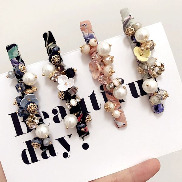 

retro flowers ball crystal side bangs clip hair accessories rim hair clips for women hairpin bows headband -4