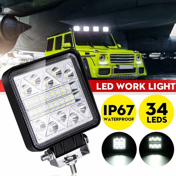 

оптовые 12v 24v 102w 34 led work light bar пятно вождения для jeep pickup offroad 4wd грузовик тягач прицеп 4x4