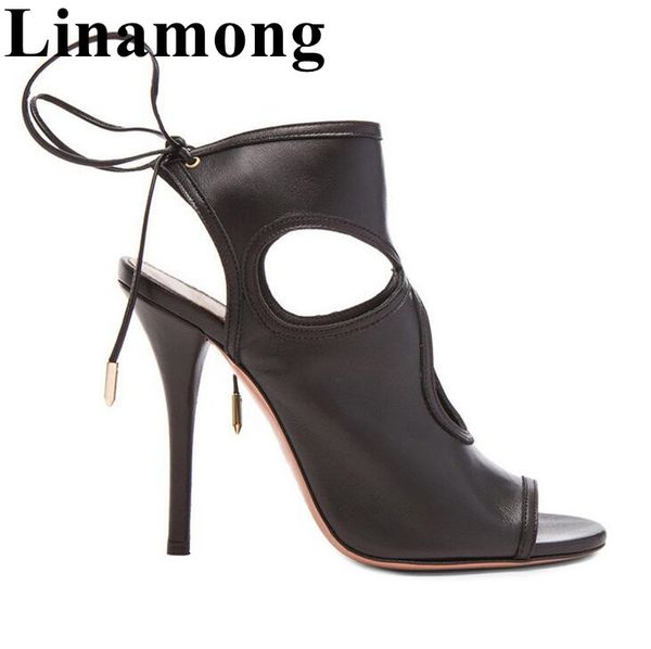 

2019 summer black classic fashion women sandals slingback lace-up peep toe and thin high heel est women shoes