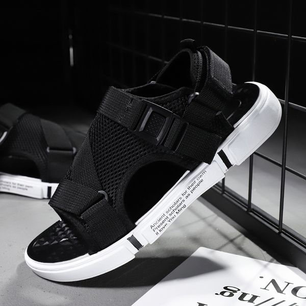 

men outside sandals casual house shoes men beach sandals massage comfortable outdoor mens footwear men's slippers, Black