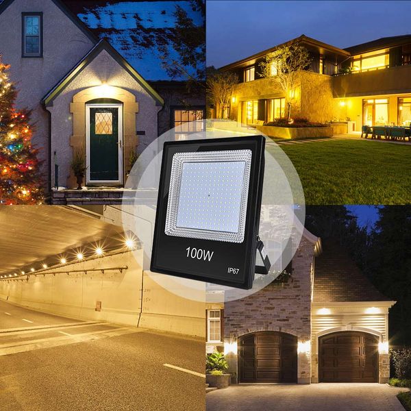 Lâmpadas Solar Energy Saving 100W Super Bright luzes de inundação LED trabalho ao ar livre luz IP67 Waterproof Projector ao ar livre para Garagem Jardim Lawn