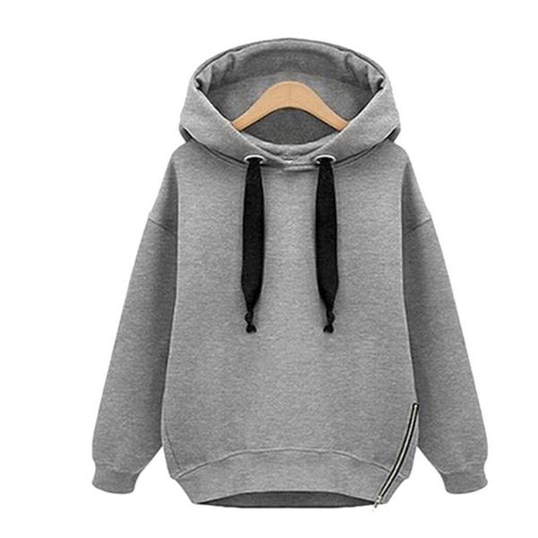 

new women cotton hoodies autumn winter lady loose hooded female thicken velvet long sleeve sweatshirt korean style, Black