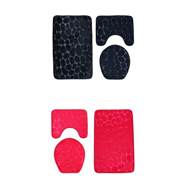 

set of 6 bathroom rugs bathroom mats toilet covers, pink black
