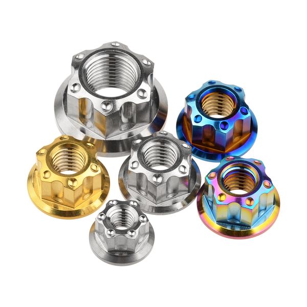 Wanyifa Титановая гайка M6 M10 M8 M12 1.25 Pass Torx Flange Neam Hexagon Titanium Nuts Ti Clipener