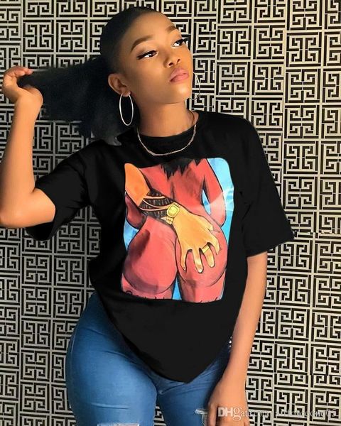 

women summer designer printed tshirts loose crew neck blouse short sleeve clothing cotton fashion apparel, White