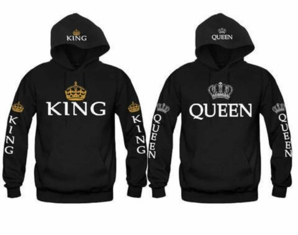 

King And Queen Hoodies Love Matching Couple Matching His and Her Fashion New Fleece SweatshirtsTops