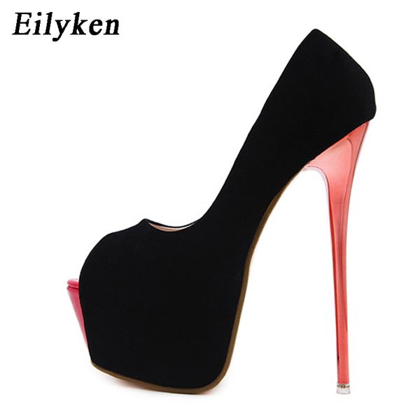 

eilyken spring/autumn women pumps high heels womens peep toe pumps platform shoes wedding party shoes size 34-40, Black