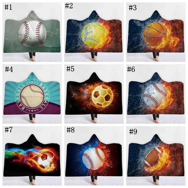 

Soccer hooded herpa blanket port ball pattern oft printed american football cloak blanket plaid children ba eball blanket mma1121