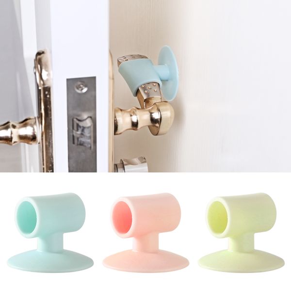 

1pc door handle cover knob silicon pads wall protectors self adhesive bumper guard door ser