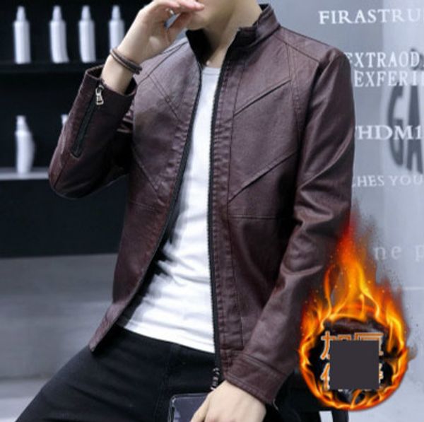 

mens casual кожаные куртки корейской версии самосовершенствование trend plus бархатные молодежный бренд одежды 2020 для оптовой, Black;brown