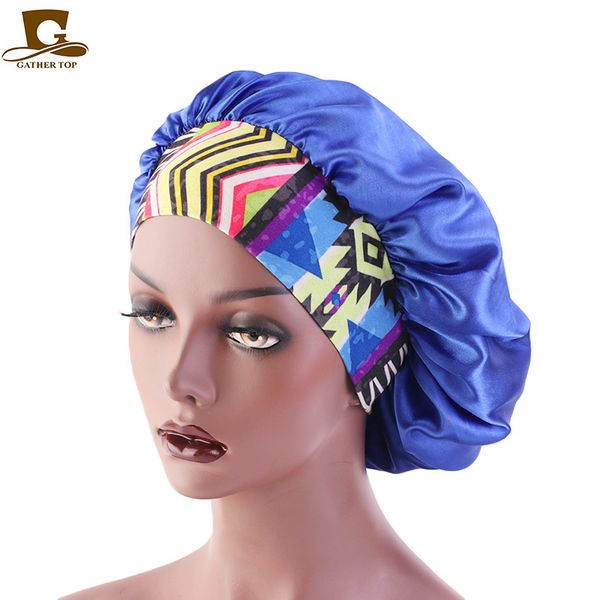 

new elastic headband satin bonnet sleep cap women cosmetic salon hat