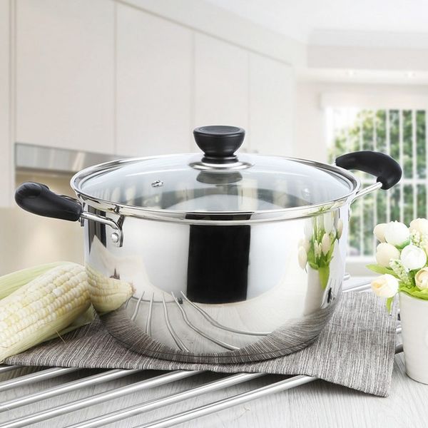 

cookware stainless steel pot 1.5l-4l double bottom soup pot nonmagnetic cooking multi-purpose cookware non-stick pan general use
