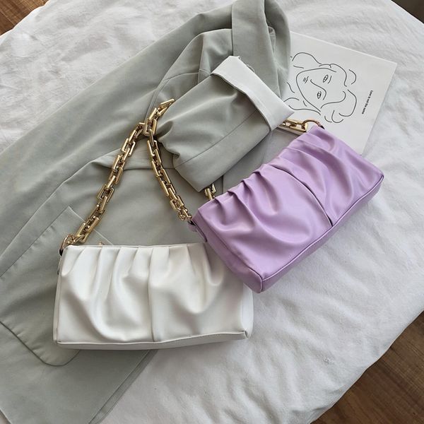 

pu leather bag women's bag new 2020 fashion trend wild wild fold niche chain shoulder armpit shoulder handbag