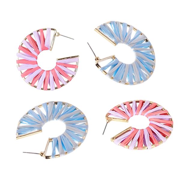 

2pair geometric octagon hoop earrings handmade earrings statement for women pink & blue, Golden;silver