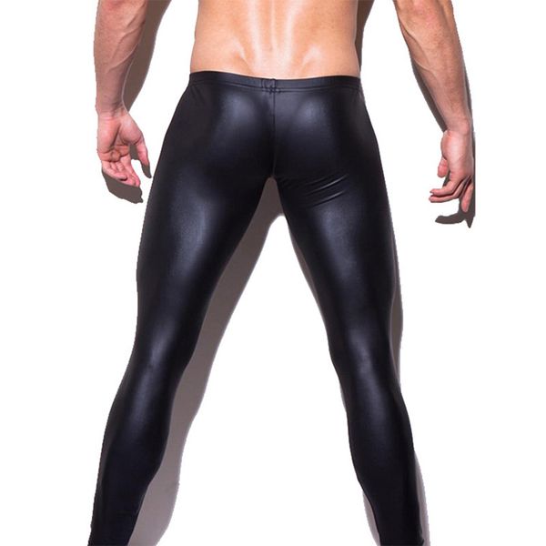 

european and american men's leather pants slim pants, Black