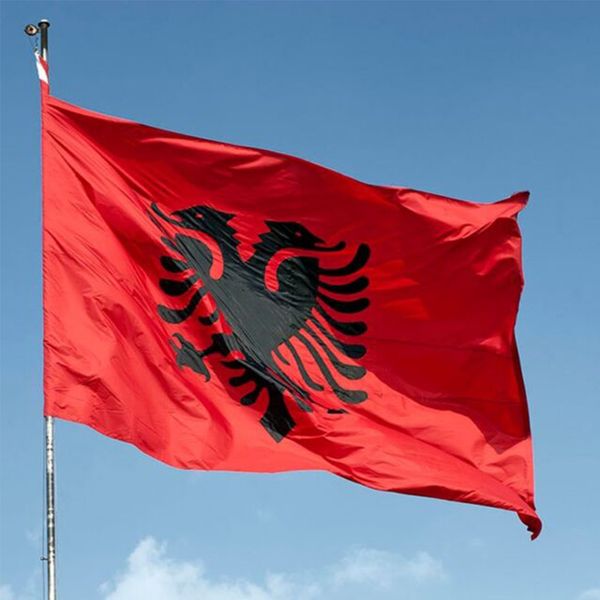 

albania national flag 3x5ft banner 100d 150x90cm 100% polyester brass grommets custom flag print digital printing, ing