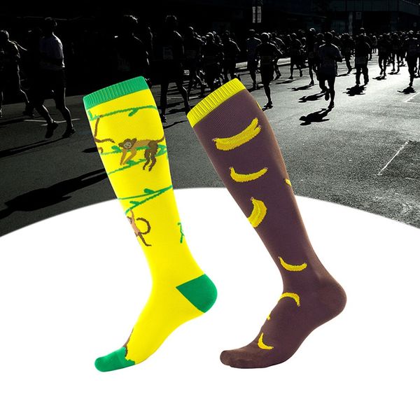 

compression sock knee high/long quick drying nylon hosiery cycling running footwear accessories compression tube sports stocking, Black