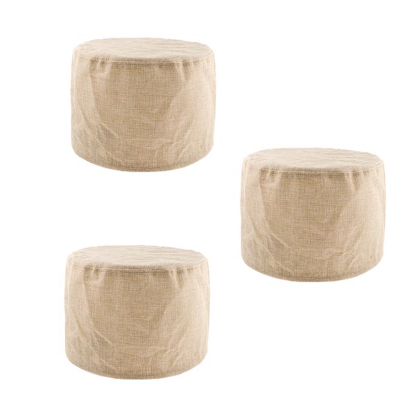 

3pcs exquisite cotton round stool cover fits 28cm/11inch footstool-camel