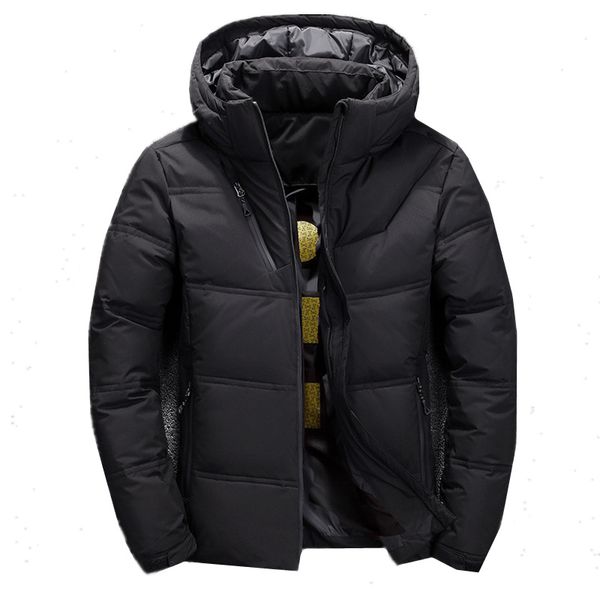 

fojaganto fashion brand men solid down jacket winter new men's casual hooded down coats thick warm down jackets male, Black